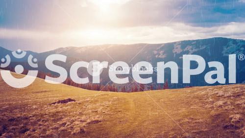 Two Seasons: Autumn And Winter In Mountain Valley. Majestic Nature Landscape With Orange Meadow And Mountain Range. Rain And Snow Fall In